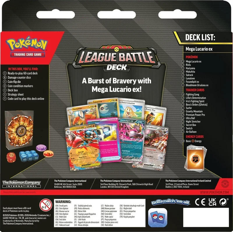 JCC Pokémon – Deck Combat de Ligue Méga-Lucario-ex – dos boîte et liste du deck