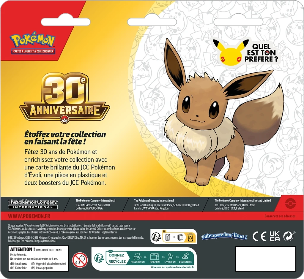 Duopack Pokémon 30ᵉ Anniversaire – Évoli (blister 2 boosters) – FR – vue 2