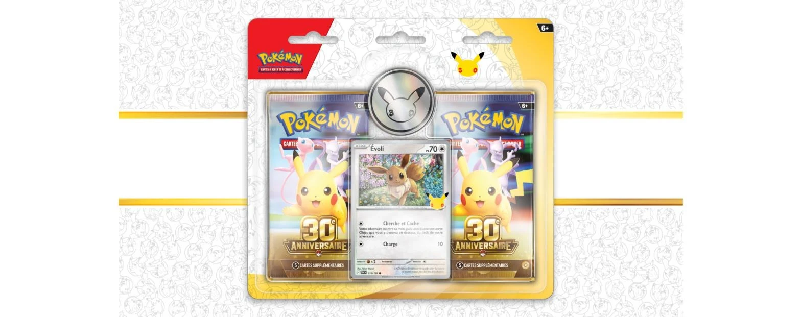 Duopack Pokémon 30ᵉ Anniversaire – Évoli (blister 2 boosters) – FR – vue 3