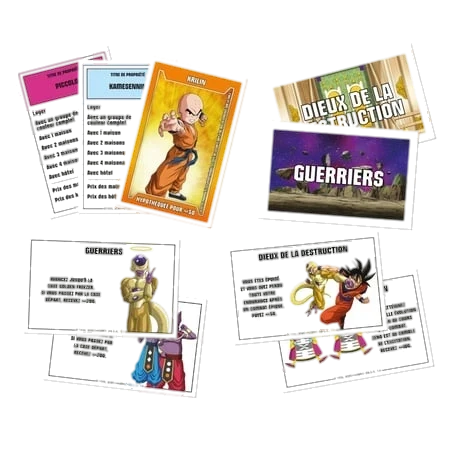 Monopoly Dragon Ball Super – Édition Survie de l'Univers (Winning Moves) – cartes du jeu