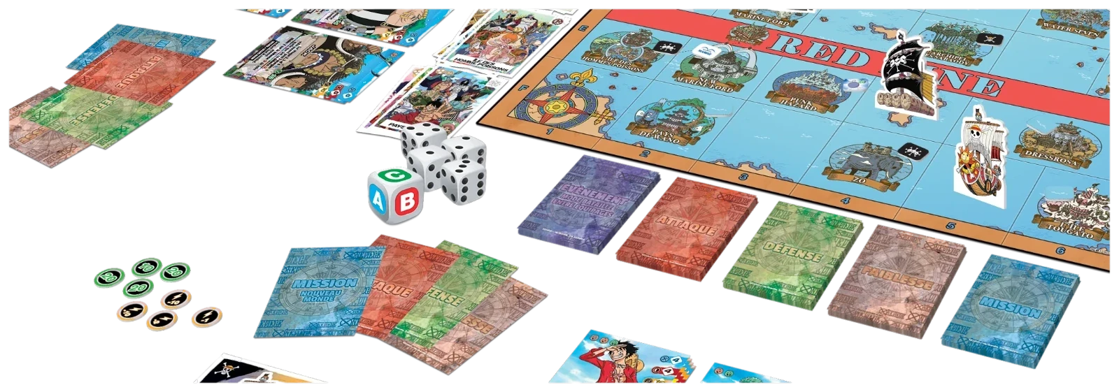 One Piece Adventure Island (Topi Games) – dés, jetons et paquets