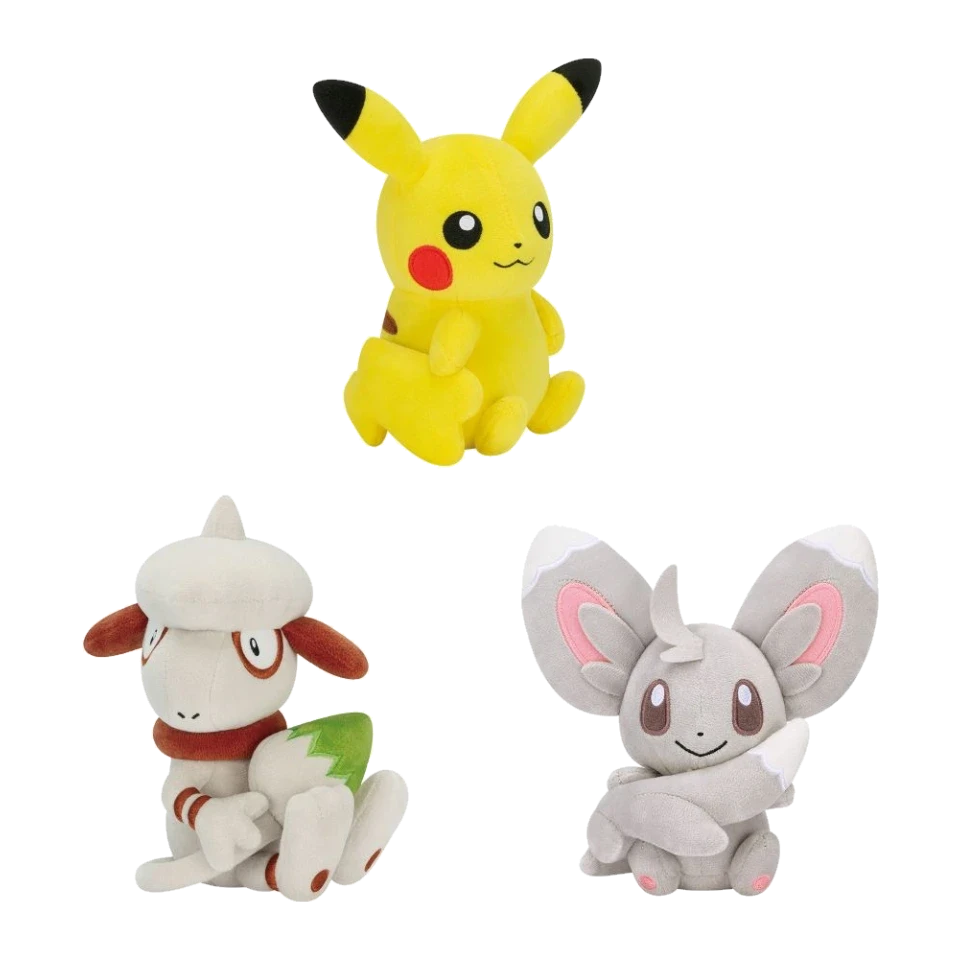 Peluche Regarde ma queue Pikachu femelle, Queulorior ou Chinchidou – Pokémon