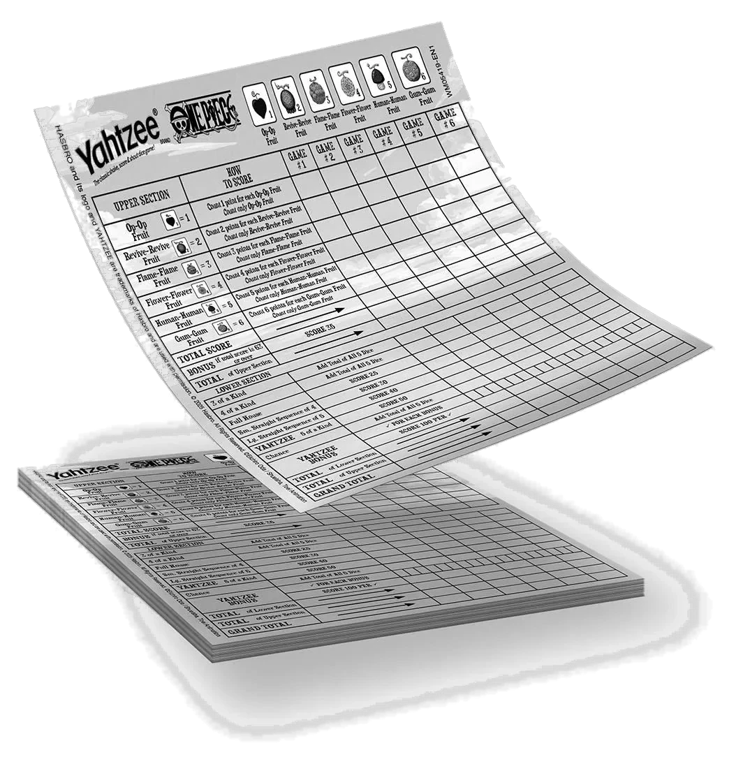 Yahtzee One Piece (Winning Moves) – feuilles de score